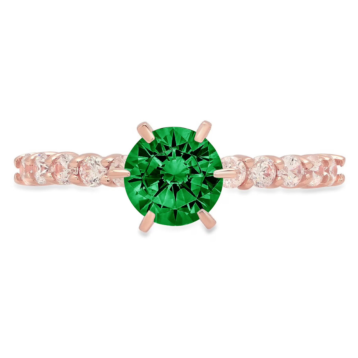14k Rose Gold Green Simulated Emerald Engagement Ring Size 10.5 W7111