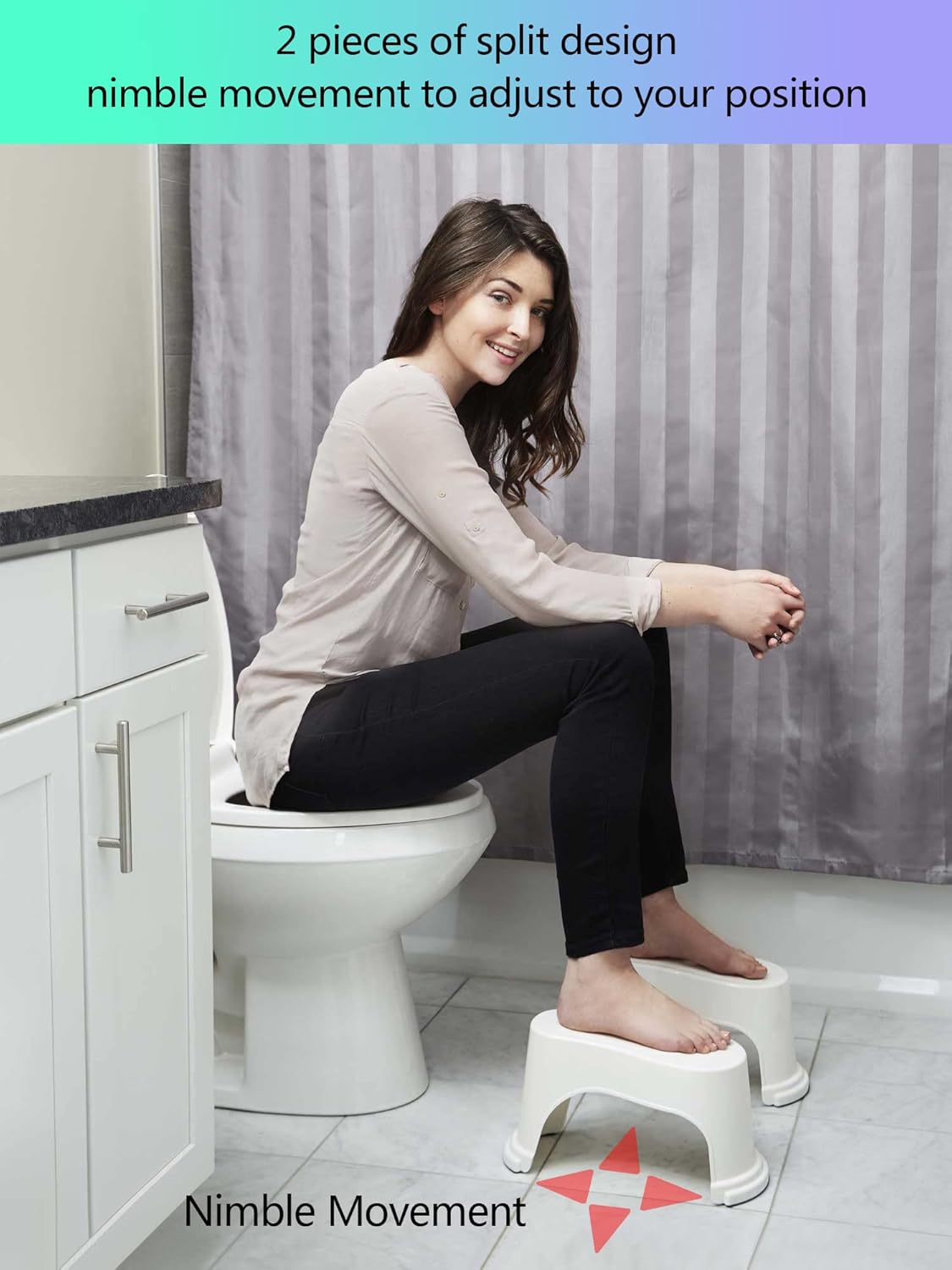 White 2 Pairs Plastic Toilet Stool E88270