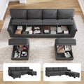 Dark Grey U-Shaped Sectional Sofa with Ottomans M711135