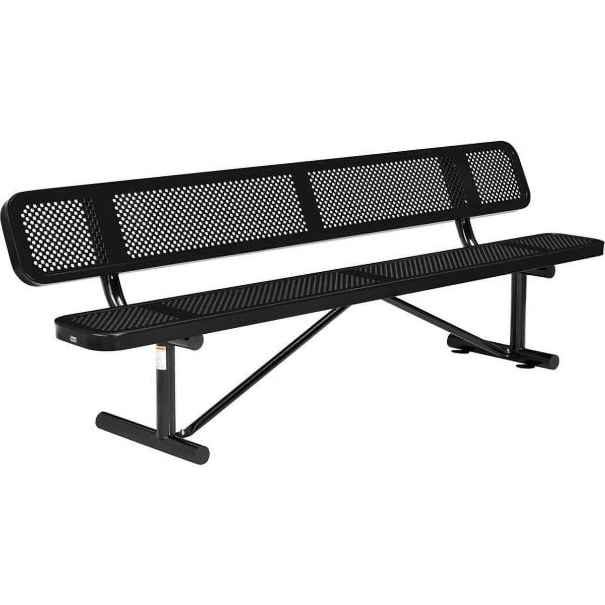 Black Steel Picnic Bench with Backrest J4334