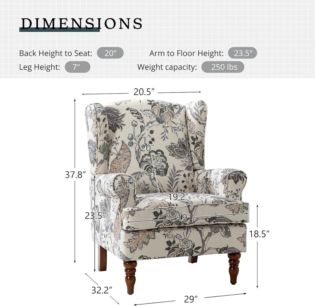 Green Wingback Accent Chair with Wood Legs R780441