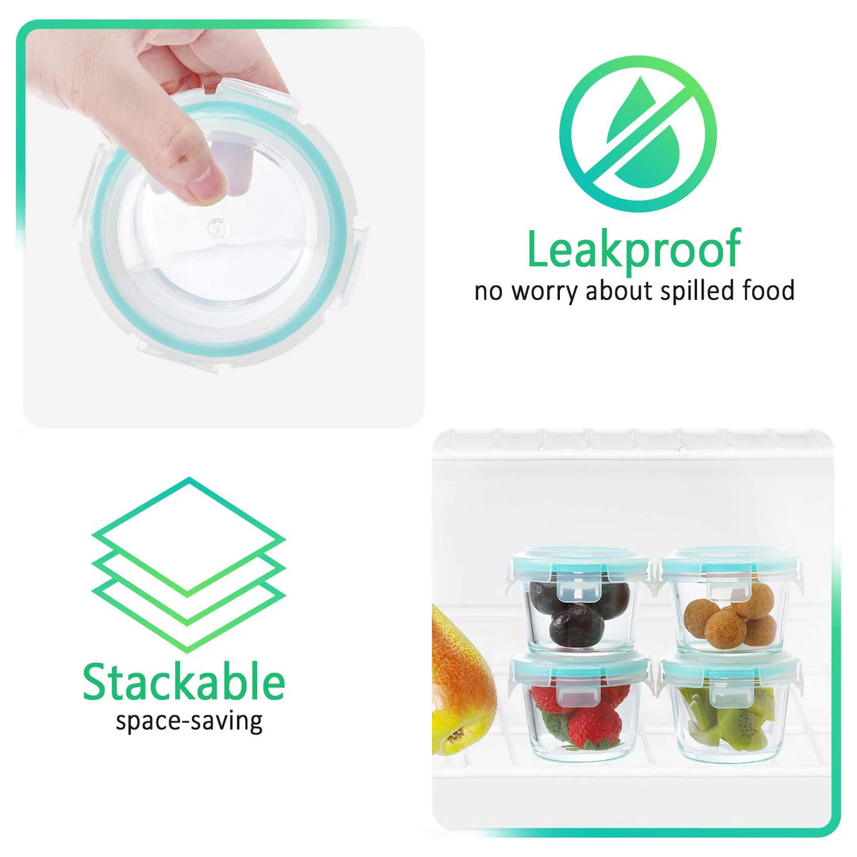 12-Pack 5 Oz Glass Baby Food Storage Containers with Lids Z112389