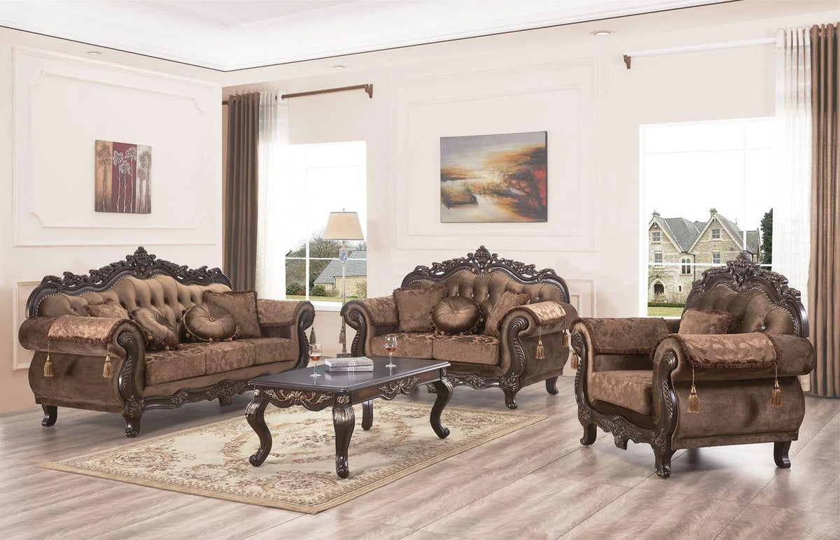Carved Wood Sofa Set 2Pcs P5155