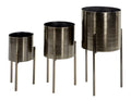 Black Metal Planter with Stand 3 Count F935