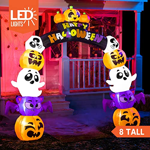 8 FT Halloween Inflatable Pumpkin Archway with LED Lights A983