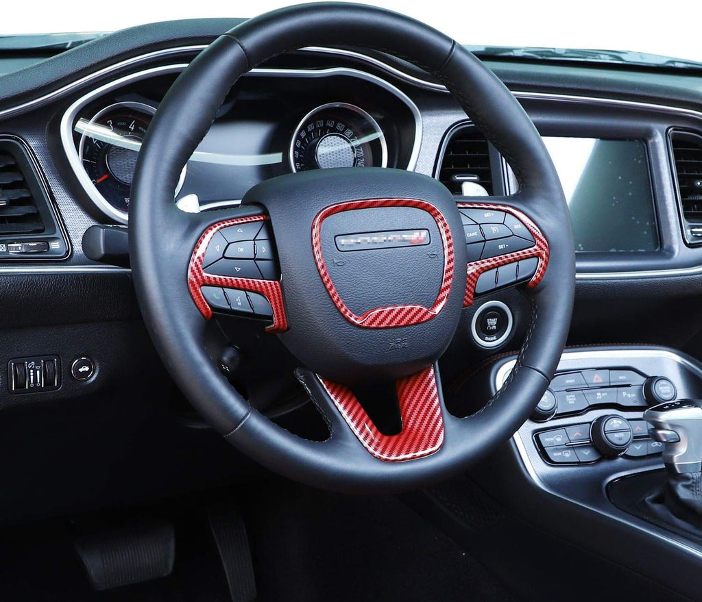 Red Carbon Fiber Texture Steering Wheel Trim X8304