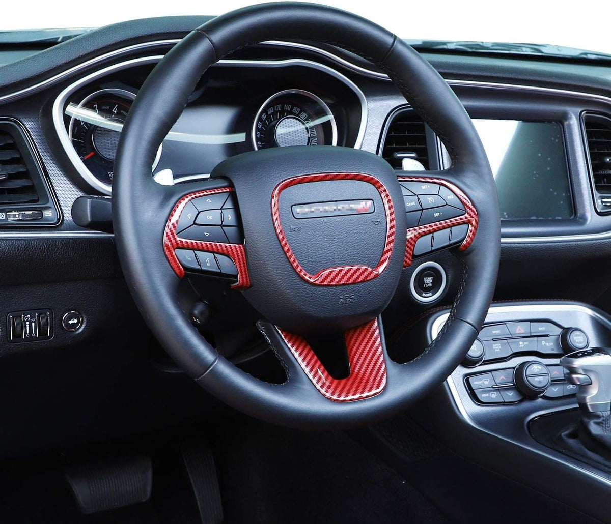 Red Carbon Fiber Texture Steering Wheel Trim X8304