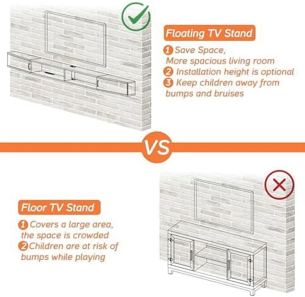 Wall Mounted Floating Wood TV Stand X548