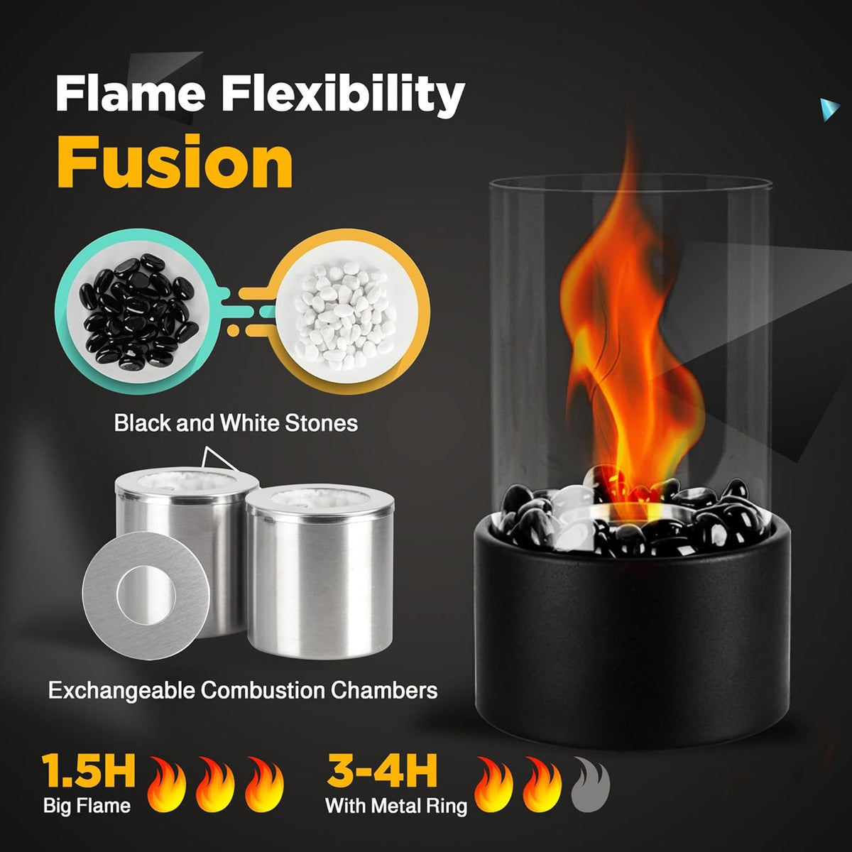 Black and White Stone Design Tabletop Fire Pit U585