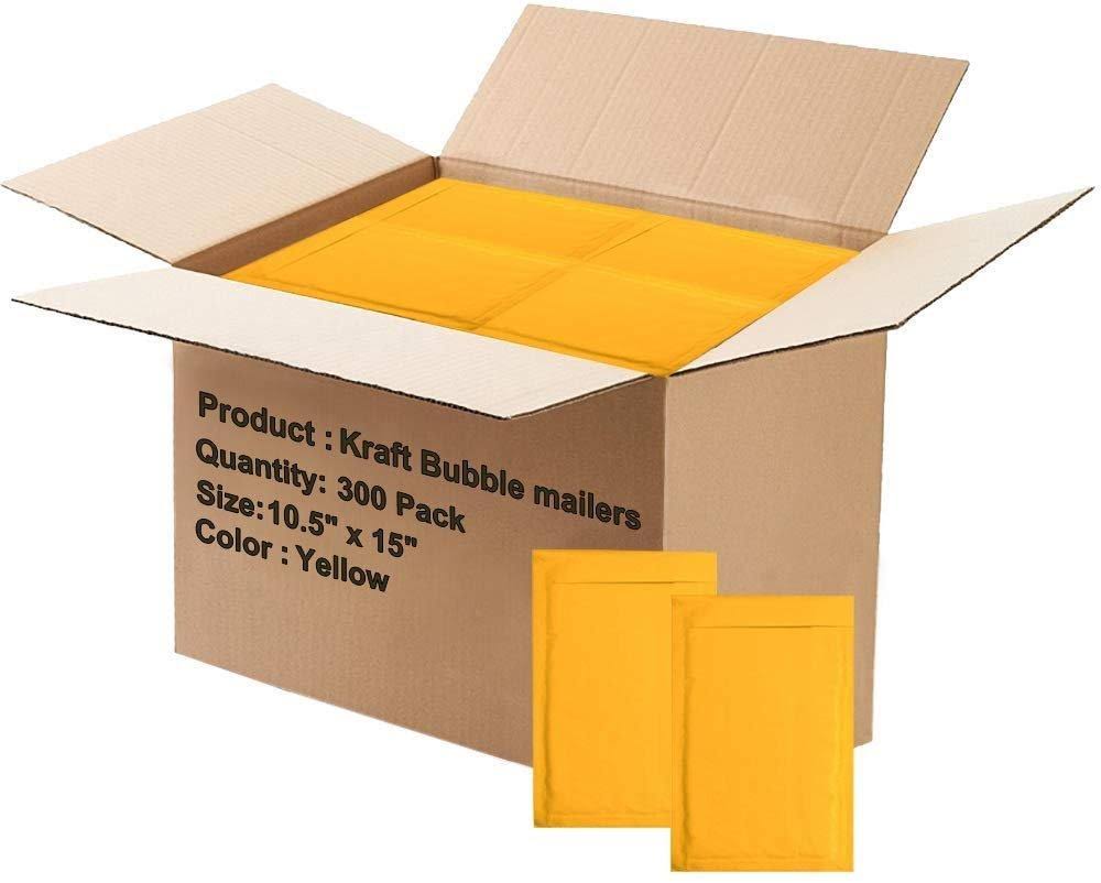 300 Pack Kraft Self Seal Bubble Mailers Padded Envelopes 10.5x22 x 15x22 R51868