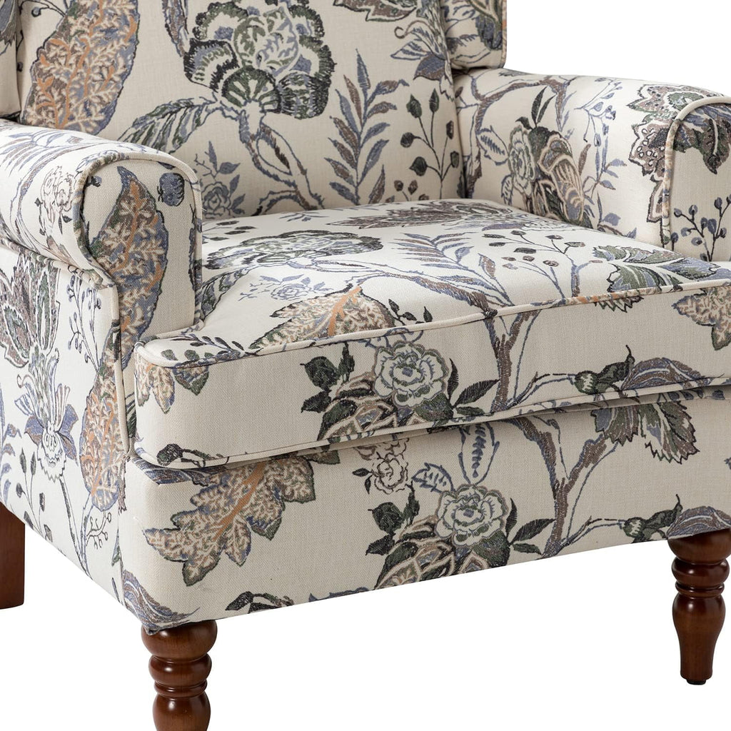 Green Wingback Accent Chair with Wood Legs R780441