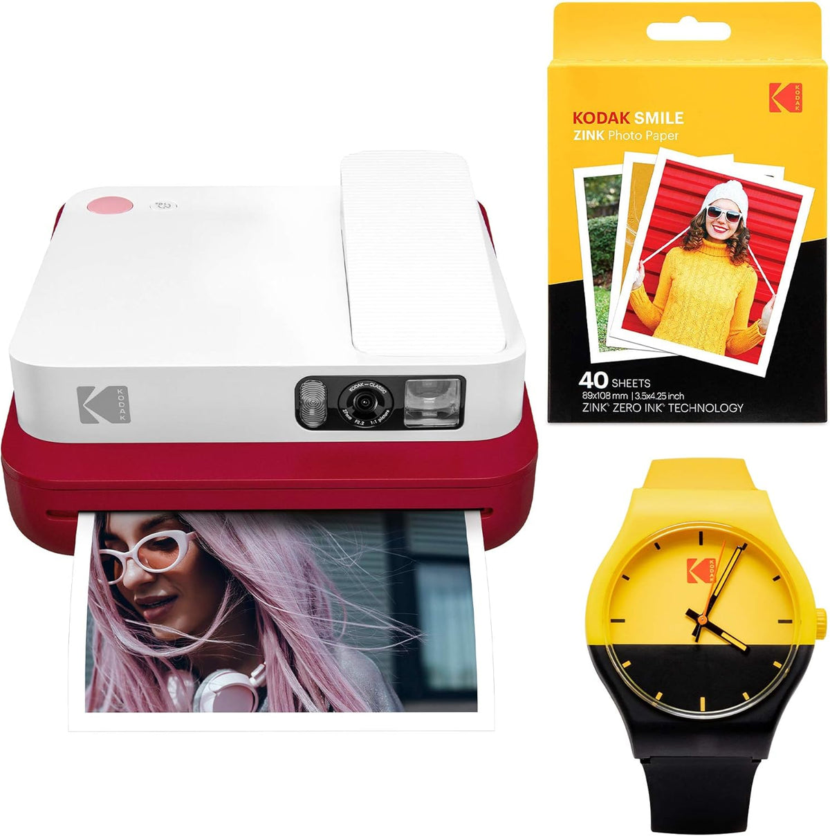 Black Digital Instant Camera Watch Bundle E249902