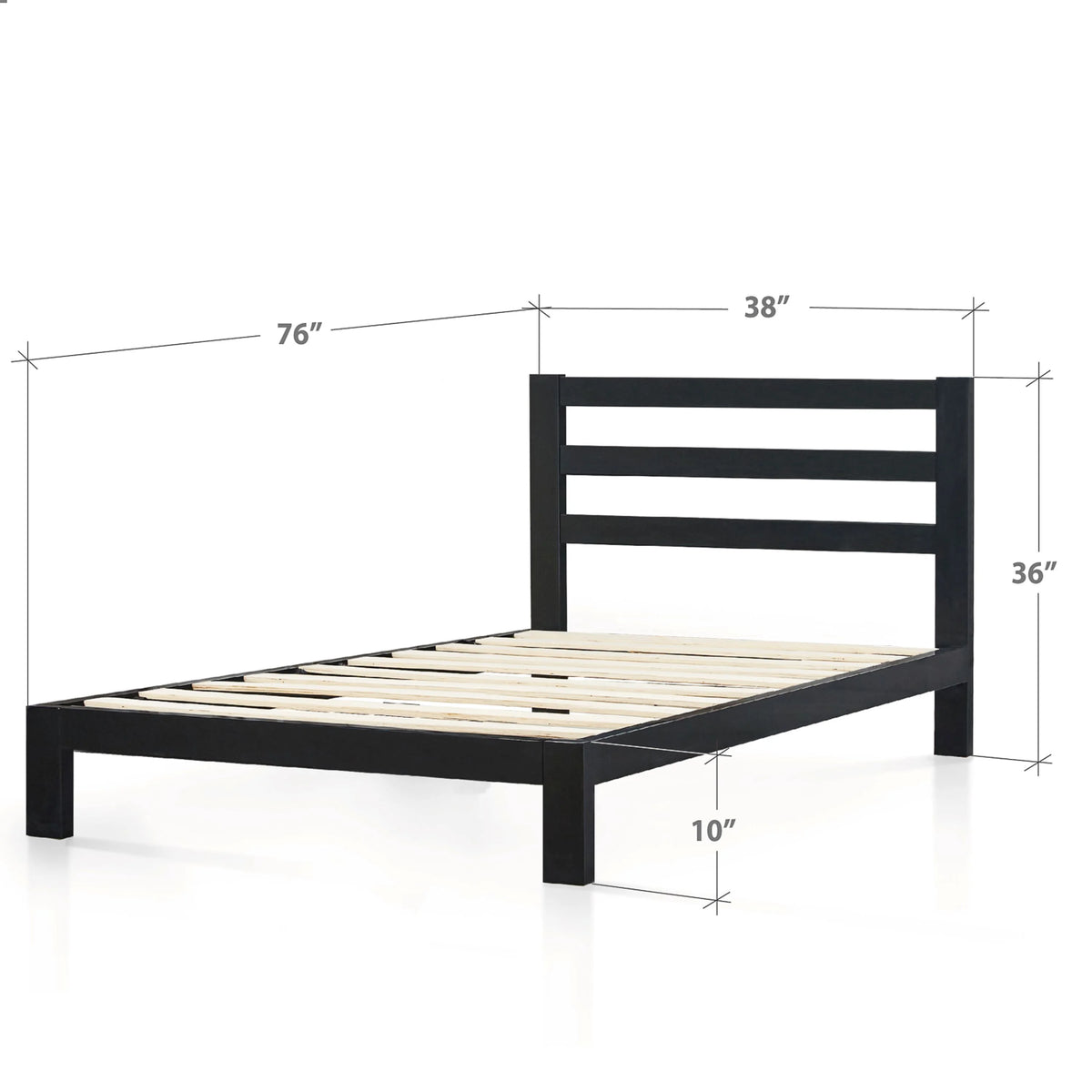 36" Metal Platform Bed with Headboard, Twin Z58178