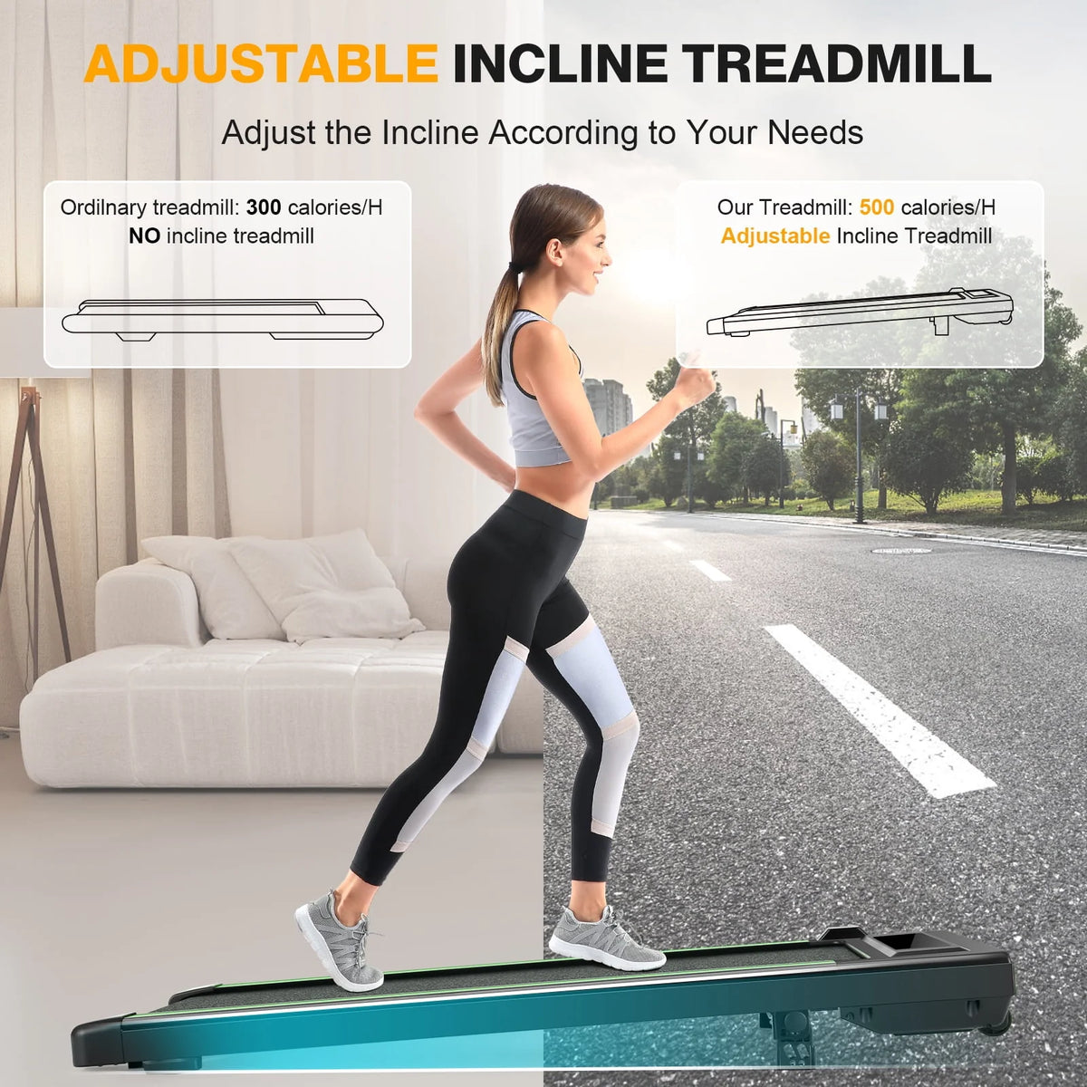 2.5HP Walking Pad Under Desk Treadmill with Remote Control Y334246