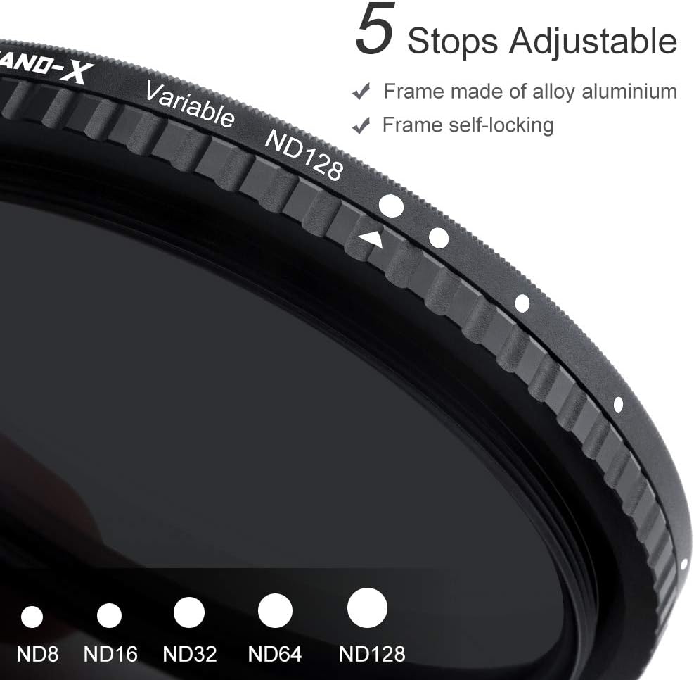 55mm Variable ND Filter ND8-ND128 (3-7 Stop) HD Hydrophobic VND Camera Lens Filter O934