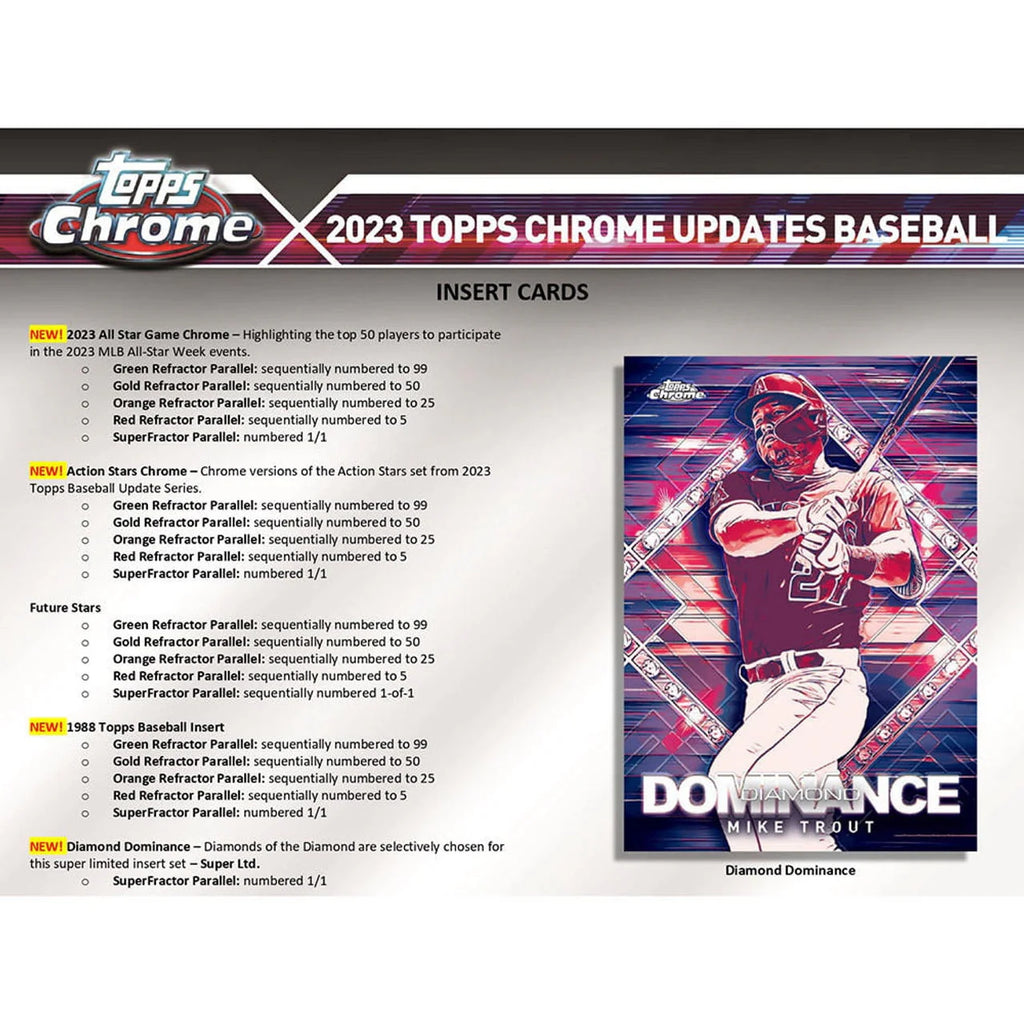 2023 Chrome Update Series Baseball Trading Card Hobby Jumbo Box W754907