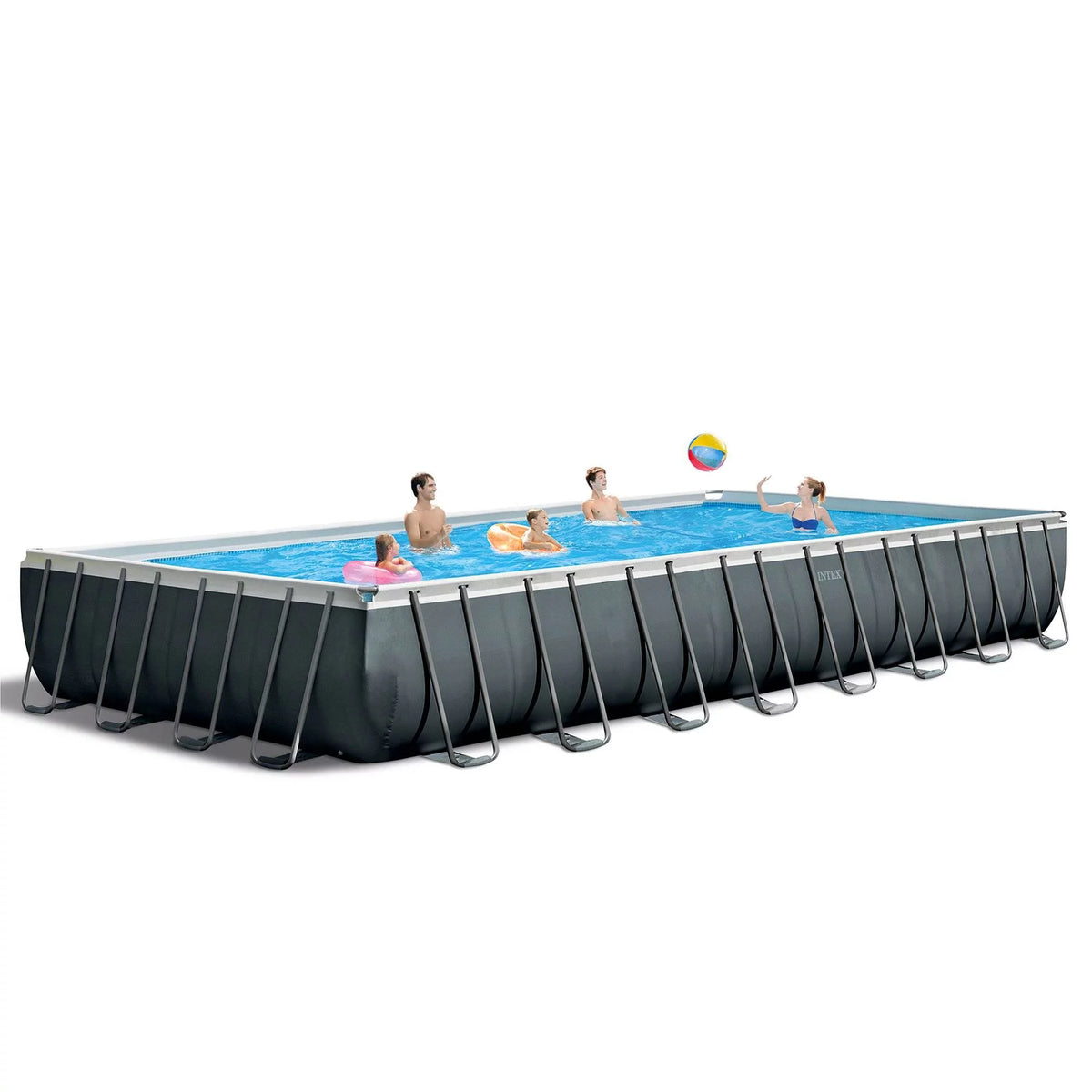 Gray Rectangular Above Ground Swimming Pool Set I785506
