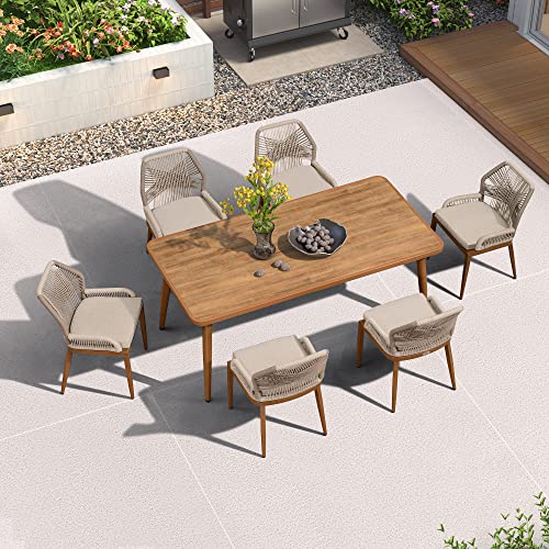 9 Pieces Patio Dining Set with Metal Rectangular Table and Wicker Rattan Chairs V857248