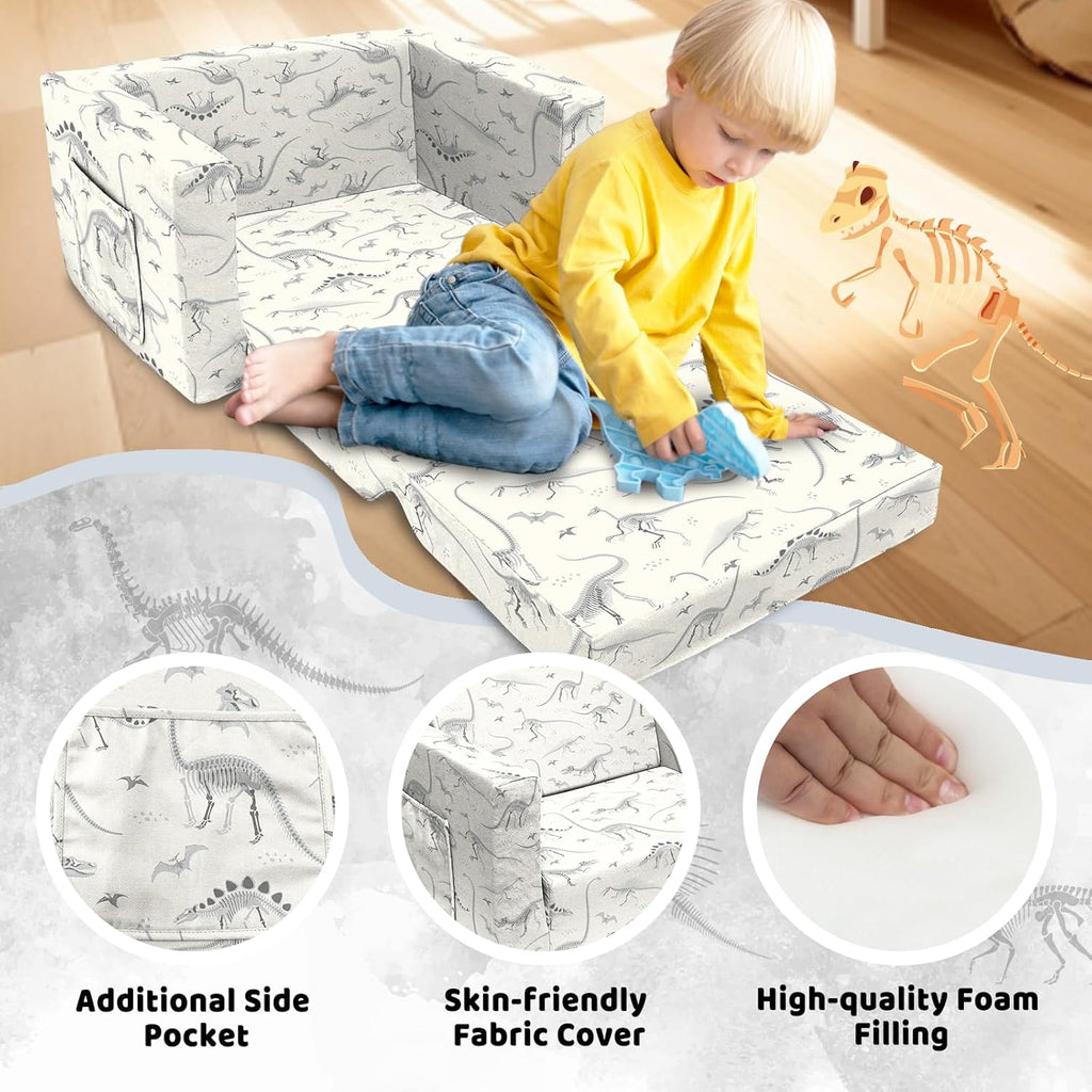 2 Seats Convertible Polyester Kids Sofa with Folding Sleeper M630269