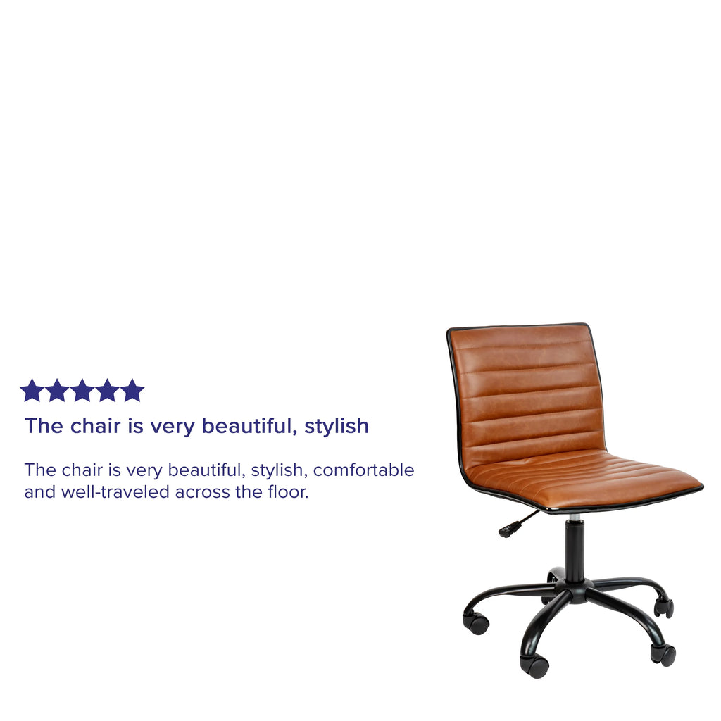 Brown Ribbed Swivel Task Office Chair Y3780