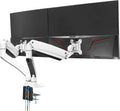 Dual Monitor Arm Desk Mount for Flat Curved Monitor, White, VESA, C-Clamp, Grommet, Cable Management C16970