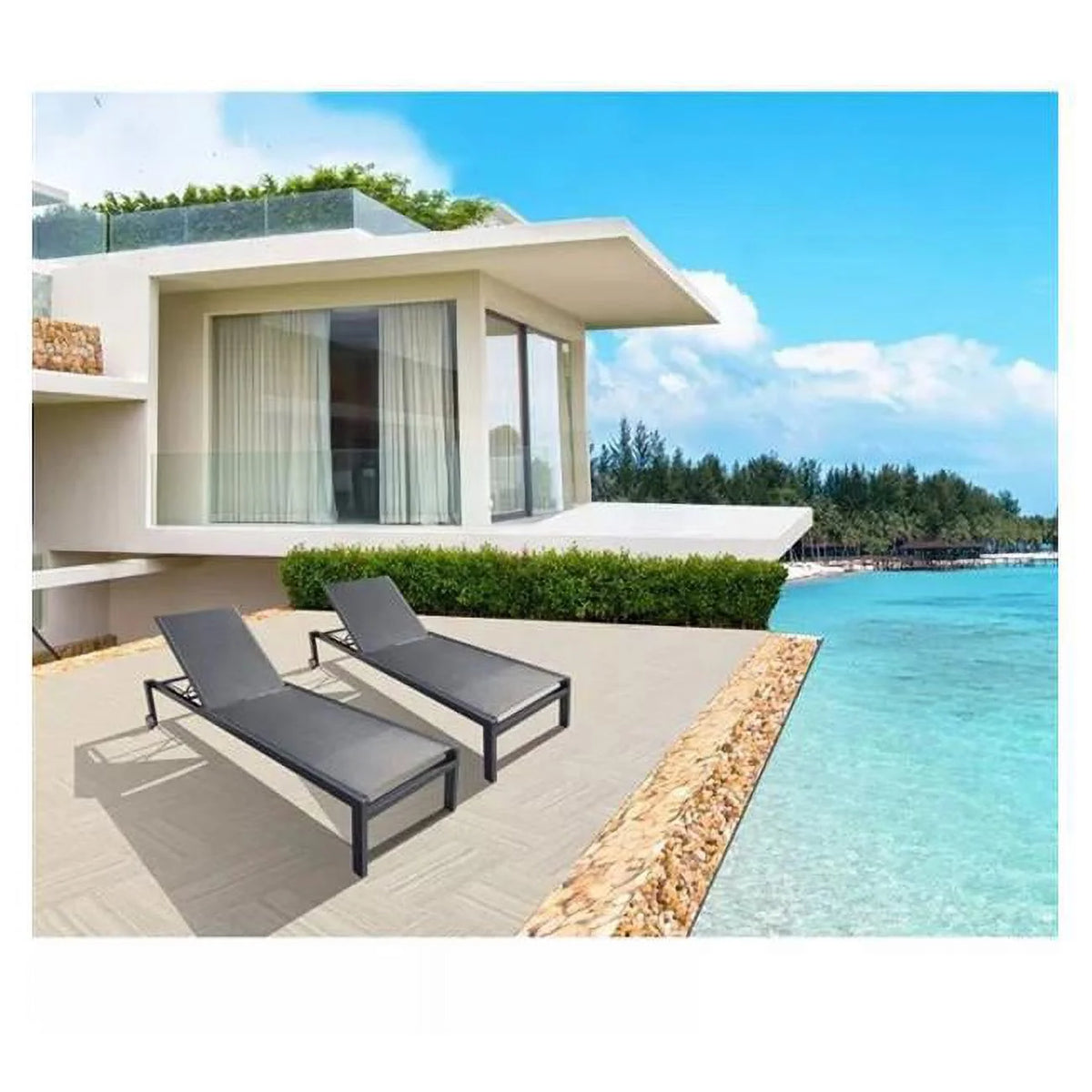 Black Chaise Lounge Chair Pack of 2 H220861