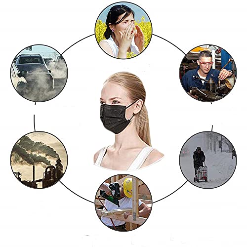 100PCS 3 Ply Black Disposable Face Mask P3972