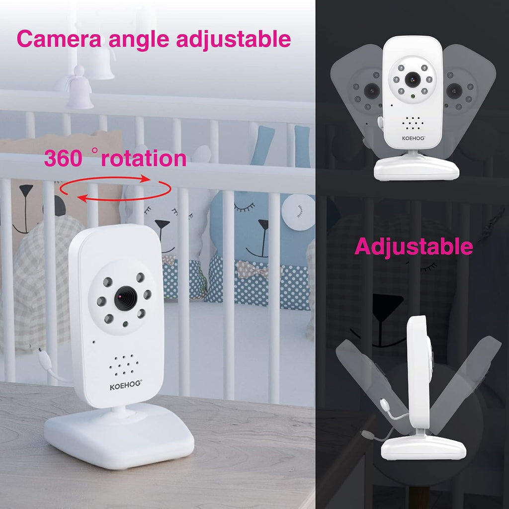Video Baby Monitor with 2 Digital Cameras 1,000ft Range 2-Way Talk Temperature Display Day/Night Vision N4349