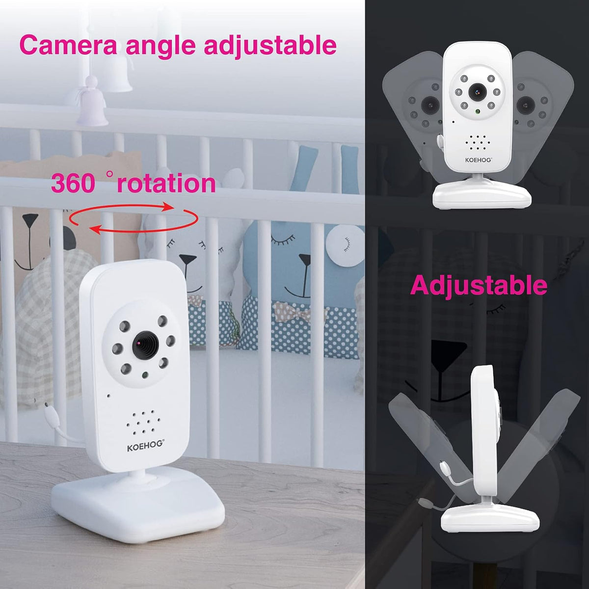 Video Baby Monitor with 2 Digital Cameras 1,000ft Range 2-Way Talk Temperature Display Day/Night Vision N4349