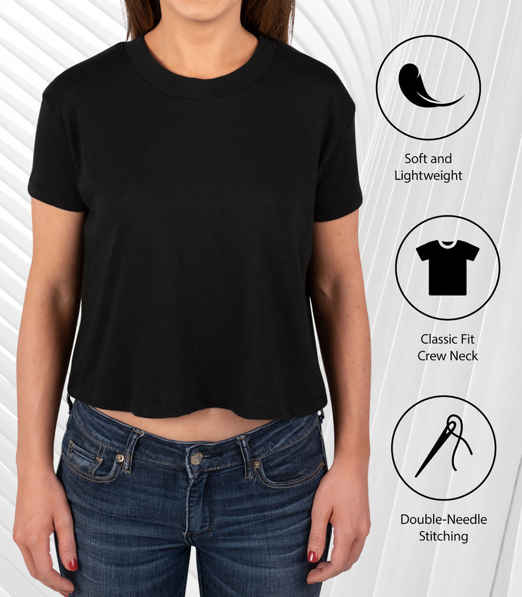 Juniors Cropped Cotton Blend T-Shirt A61842