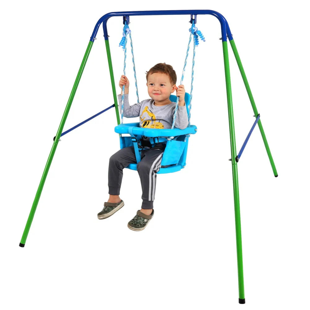 Folding Metal Toddler Swing Set with Safety Seat C4203