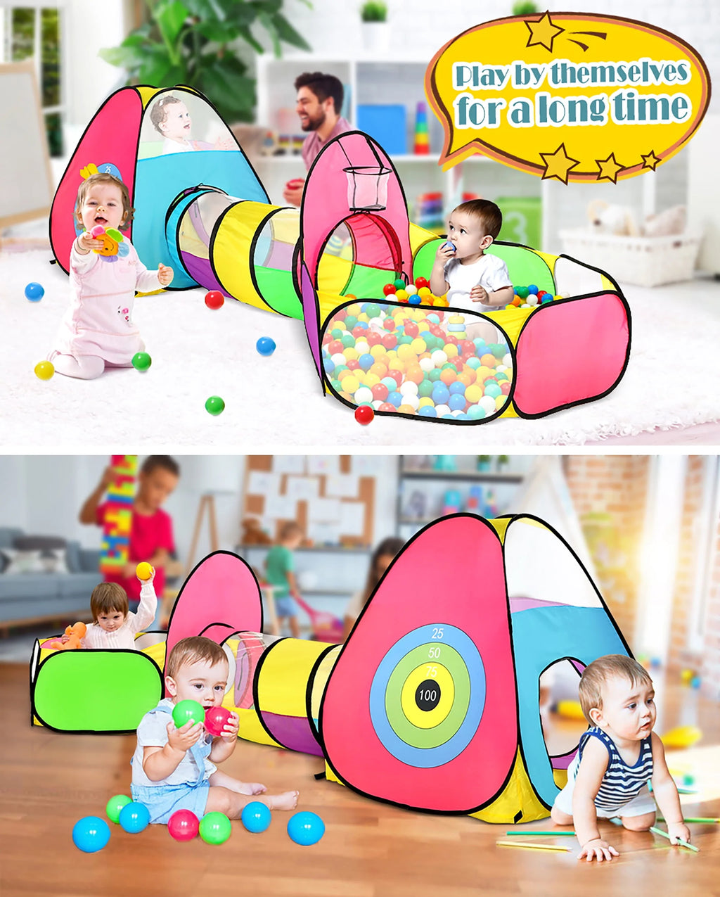 3pc Play Tunnel Tent with Ball Pits Polyester Playhouse X914521