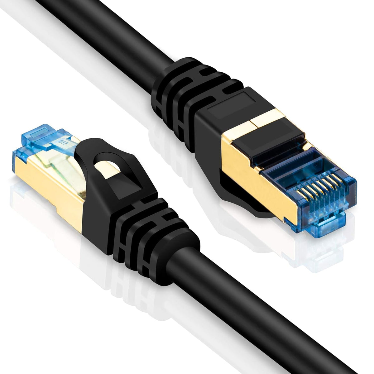 Outdoor Cat7 Ethernet Cable 150 ft Double Shielded SSTP 10Gbps 600MHz 26AWG Heavy-Duty Ethernet Patch Cable D9111