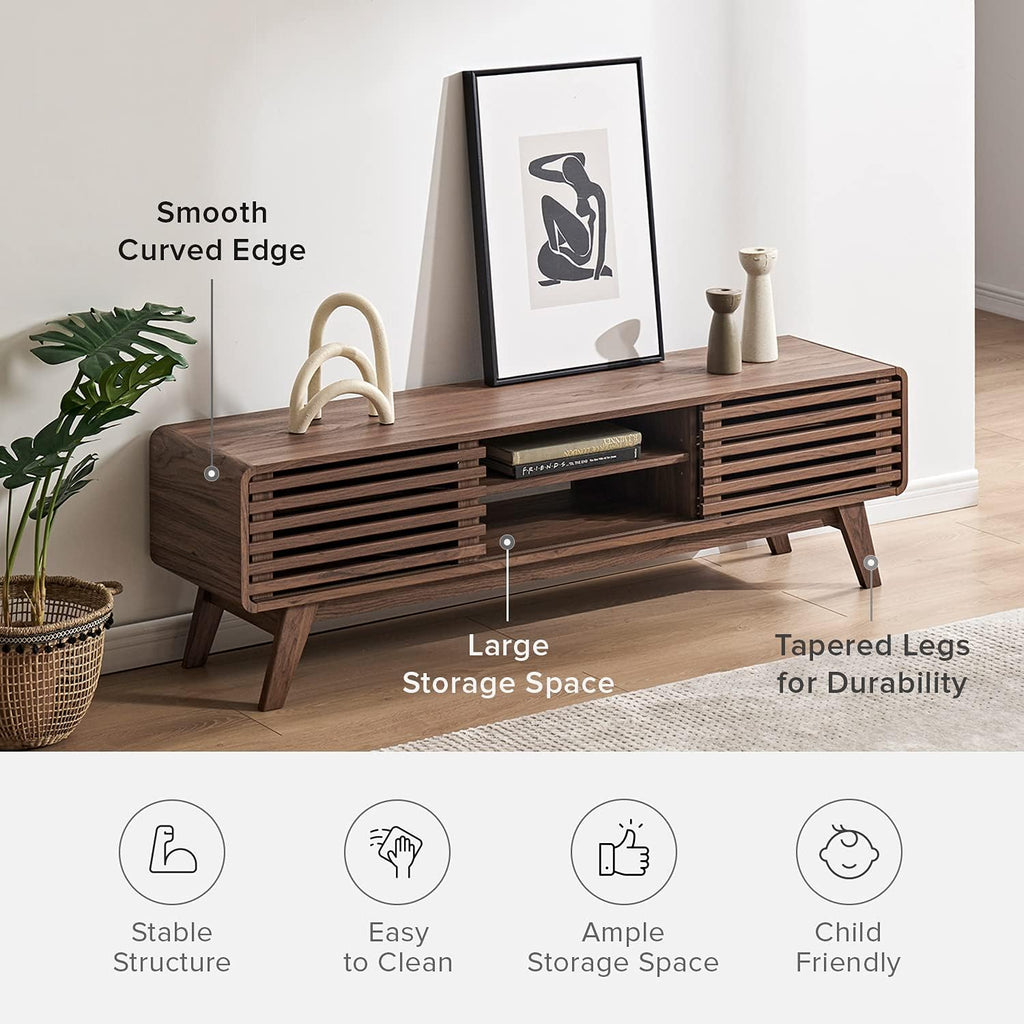 59 Scandinavian TV Stand with Slatted Door C53026