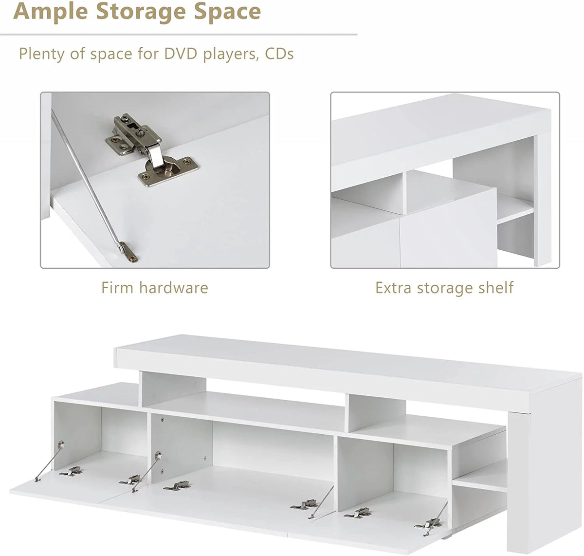 White High Gloss LED TV Stand with Shelf B408472
