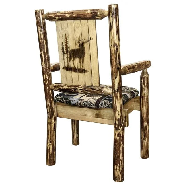 Woodland Upholstery Laser Engraved Elk Design Chair R1608