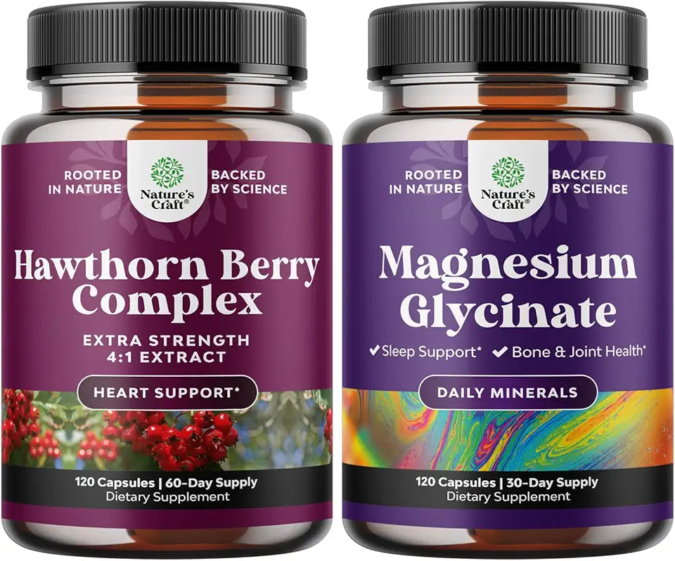 Extra Strength Hawthorn Berry Capsules and Magnesium Glycinate 400mg K228