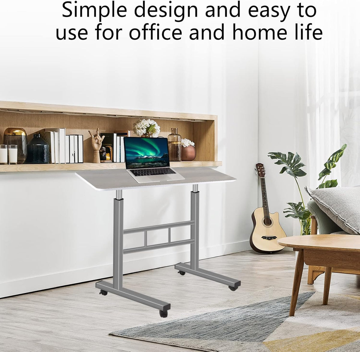 Height Adjustable Rolling Desk Cart with Wheels O728498