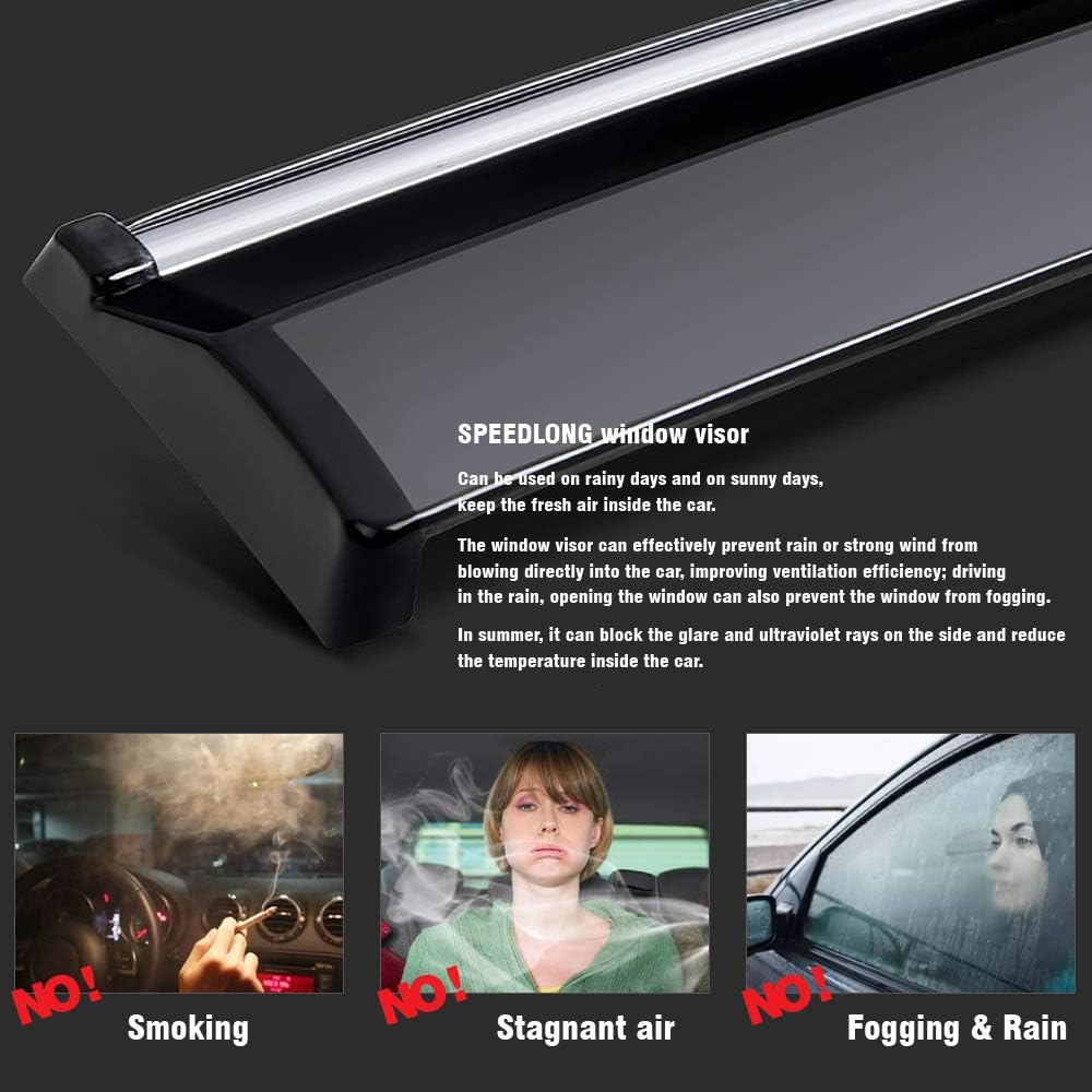 Car Window Visor Vent Shade Deflector Sun Rain Guards S53138