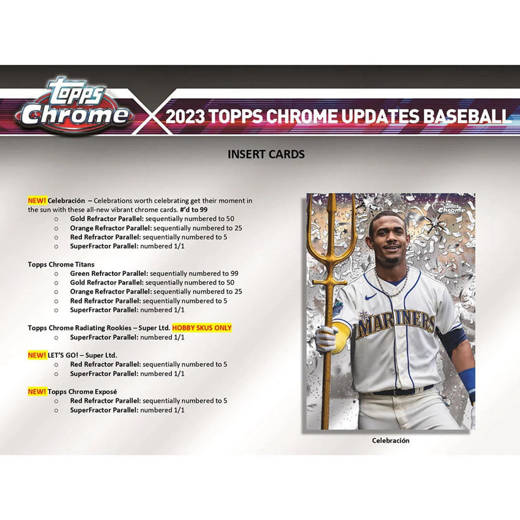 2023 Chrome Update Series Baseball Trading Card Hobby Jumbo Box W754907