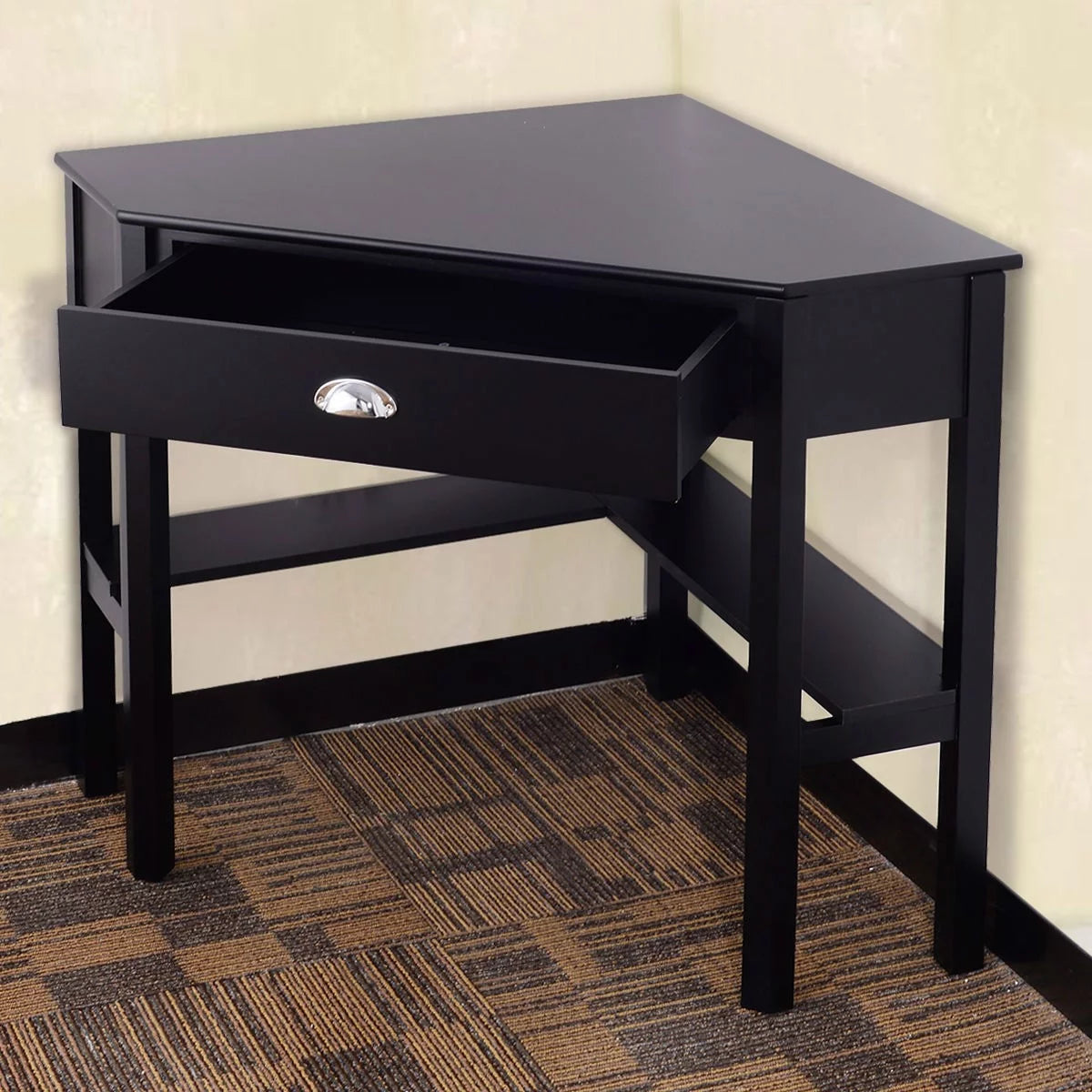Black Wood Computer Desk with Drawer Z28382