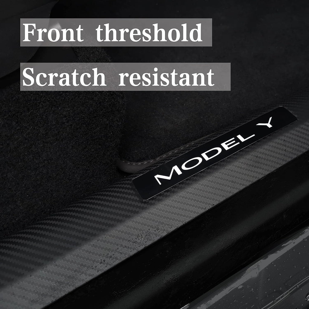 Matte Carbon Fiber ABS Door Sill Protector Set for Tesla Model Y M7355