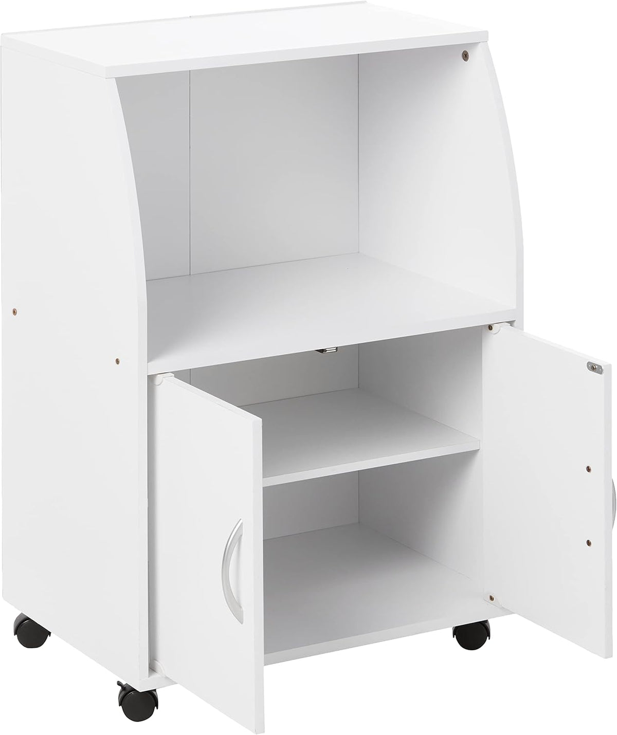 White Microwave Cart with Two Doors and Shelf C22882