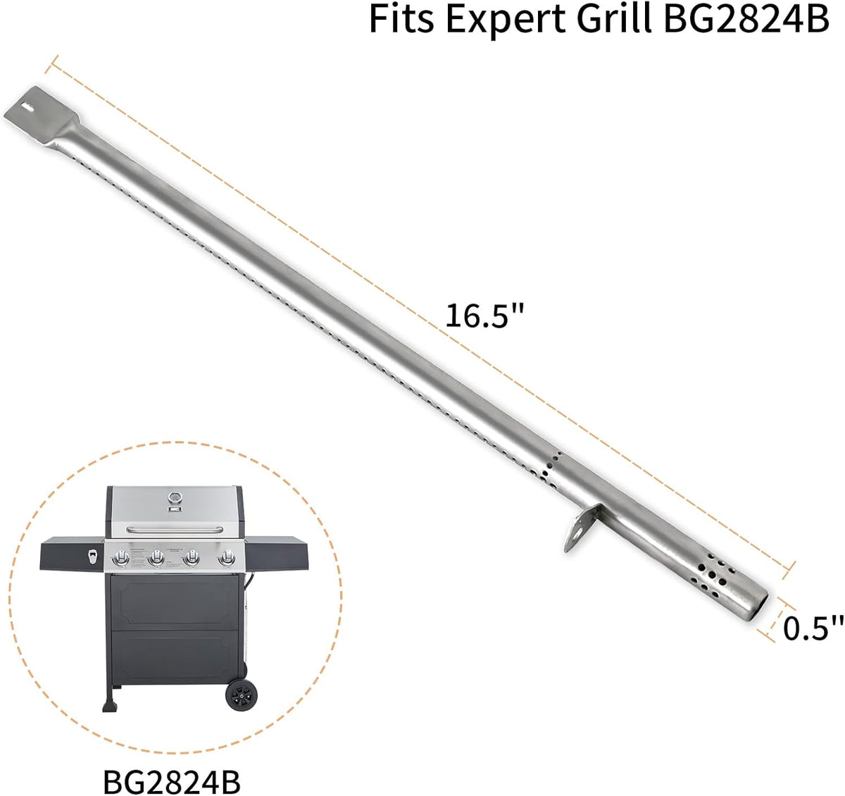 4 Pack 16.5 inch Stainless Steel Grill Burner Replacement Q7083