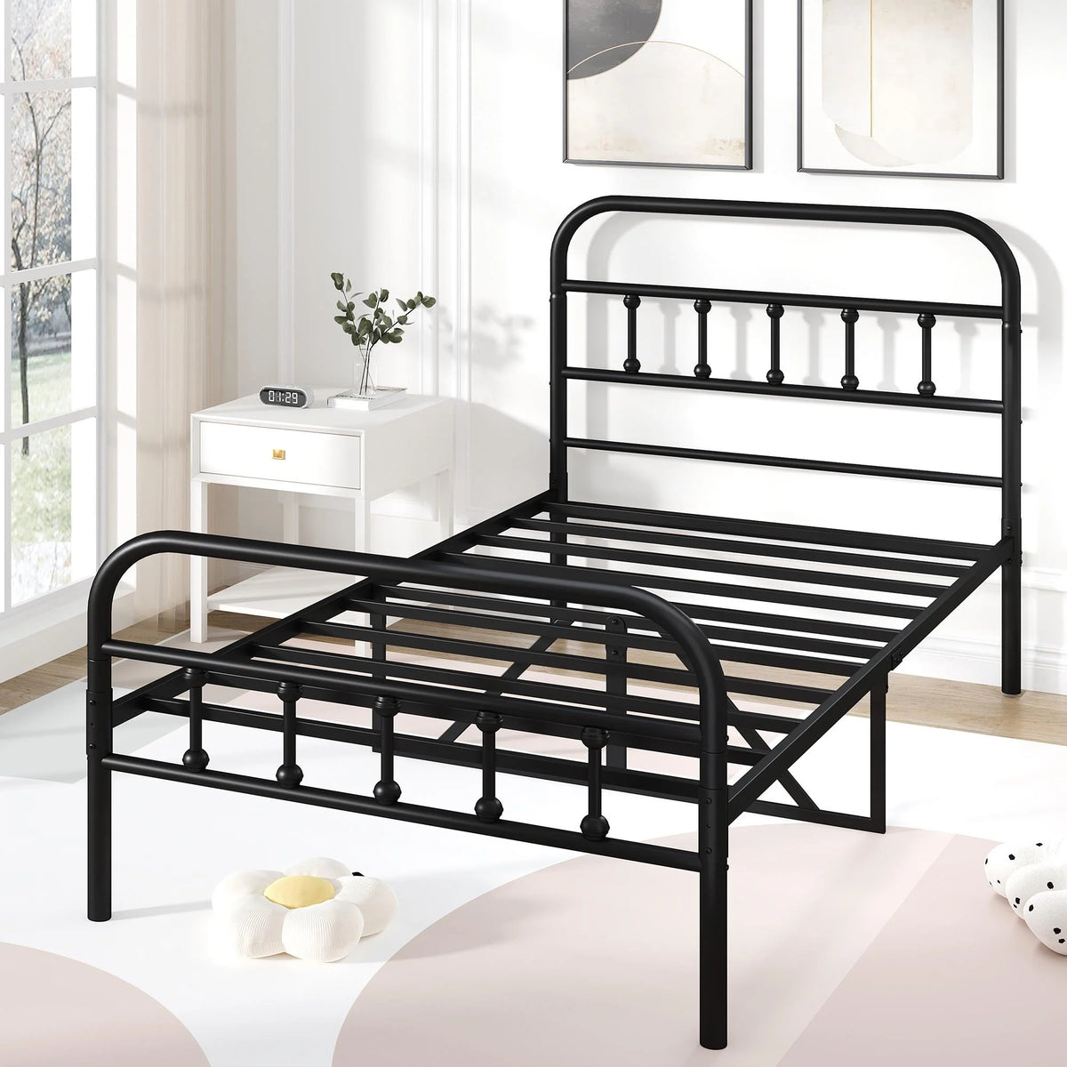 Full Size Metal Platform Bed Frame with Headboard X6850