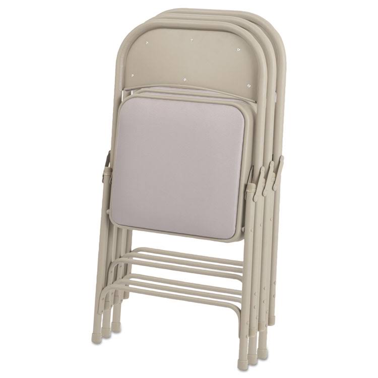 Steel Folding Chair with Fabric Back/Seat, Tan, 4/Carton R65580