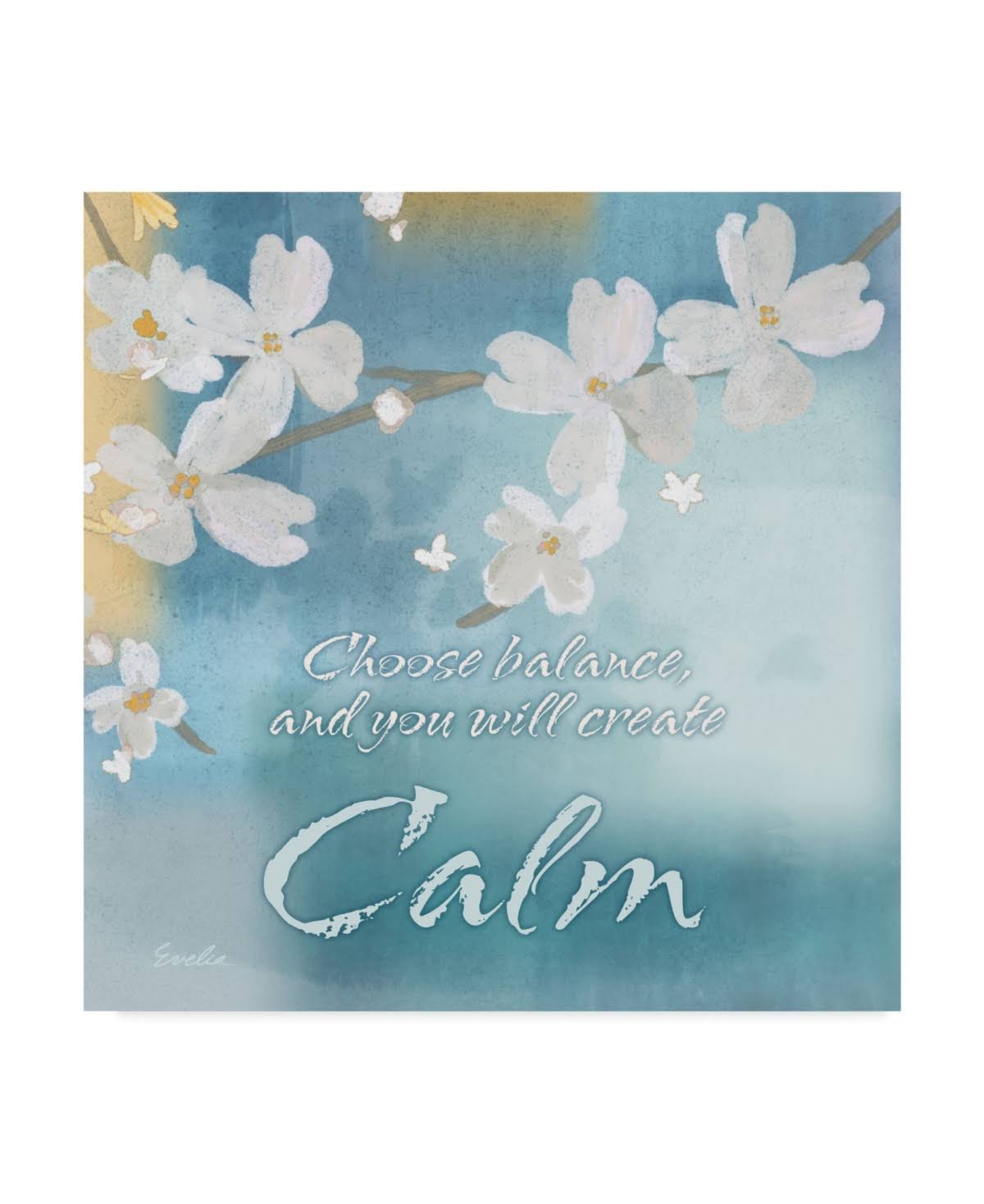 Blue Floral Canvas Art 24x24 N32766