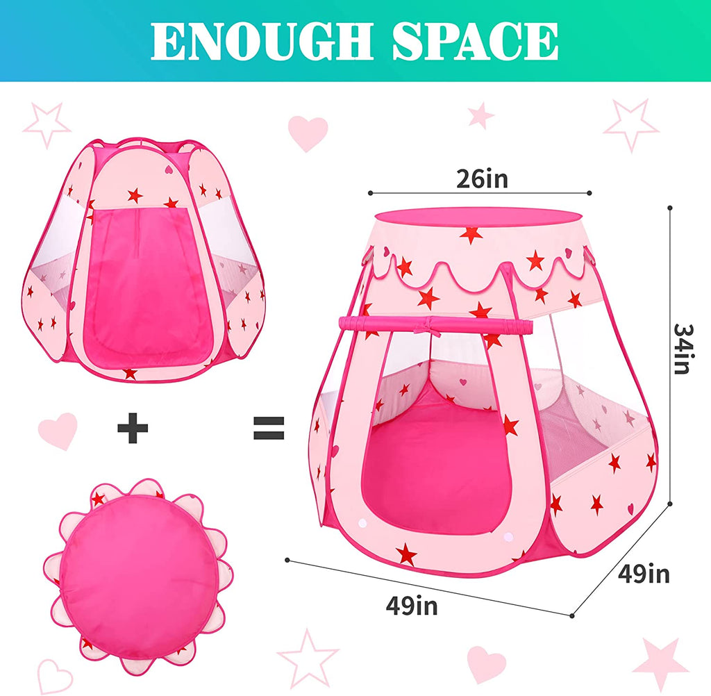 Princess Pop Up Tent with Star Lights and Portable Bag P209752