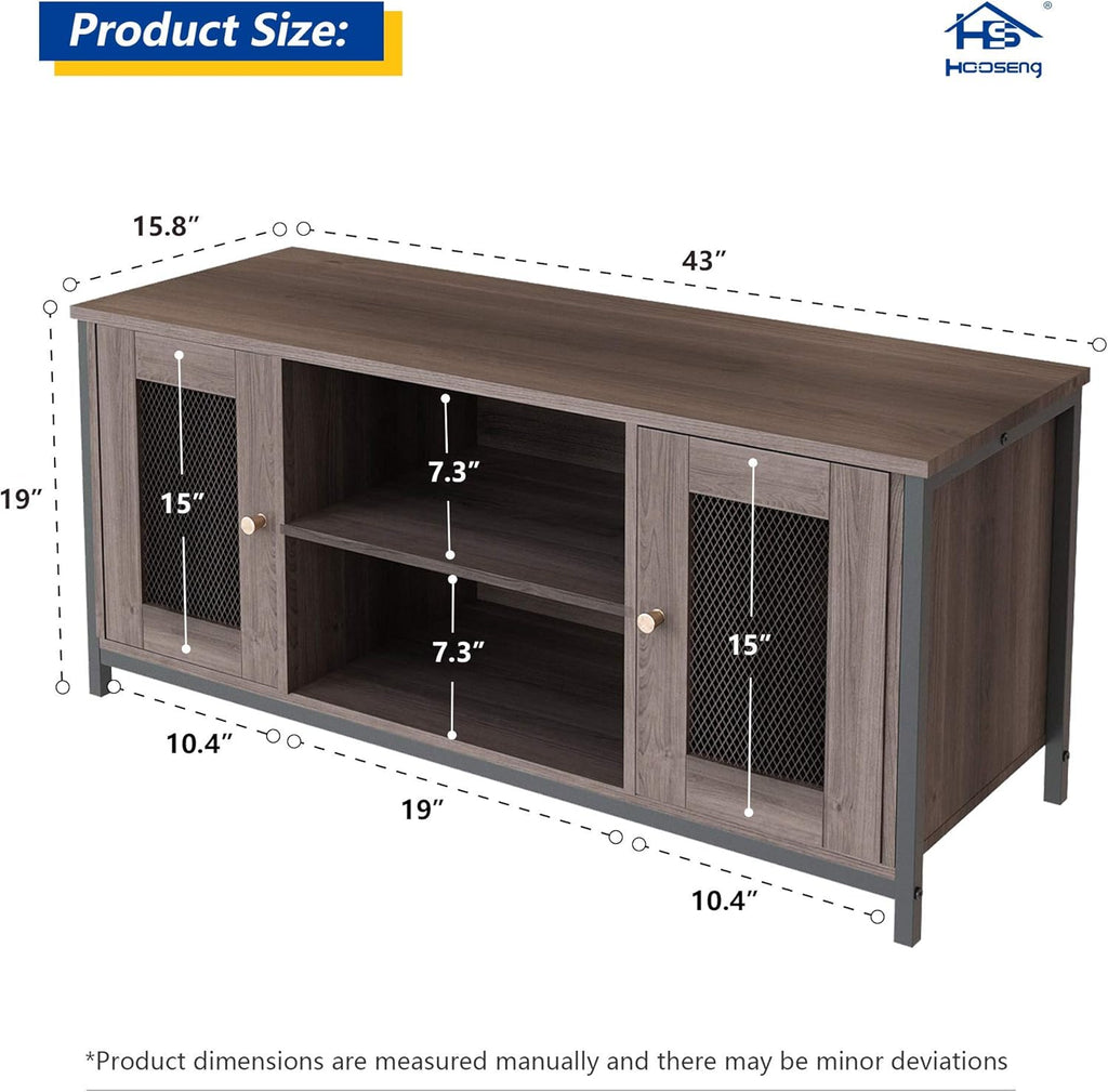 Brown Walnut Entertainment Center Stand with Storage Y2166