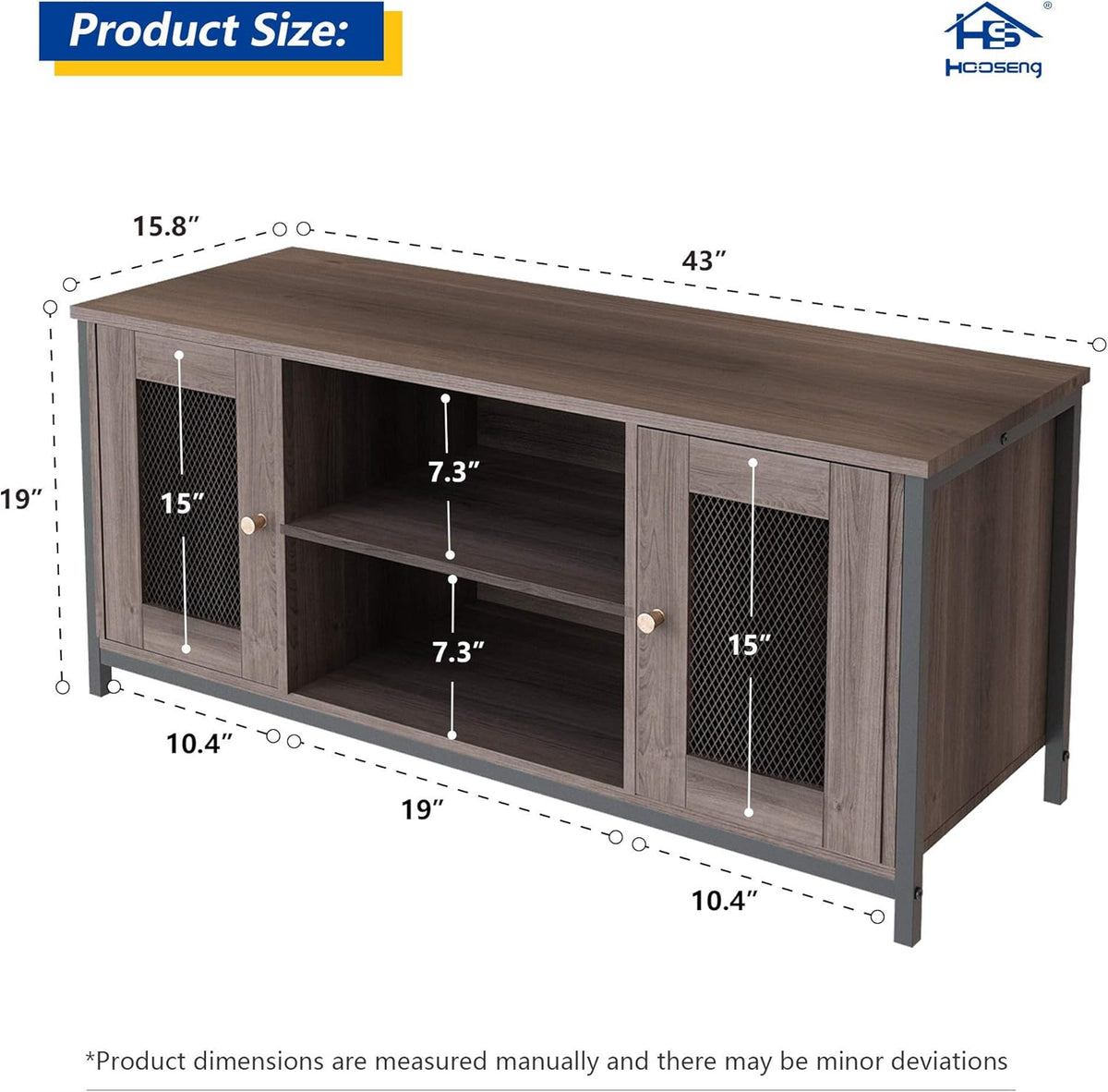 Brown Walnut Entertainment Center Stand with Storage Y2166